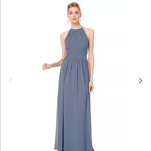 Bill Levkoff Slate Chiffon Keyhole Back A-line Gown Bridesmaid Dress